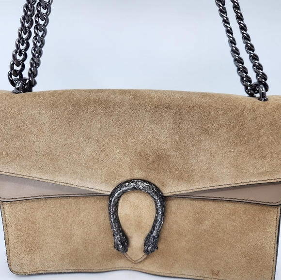 Vera Pelle EUC Italian Leather Handbag w/Gunmetal Black Chain and Snake - Picture 5 of 9